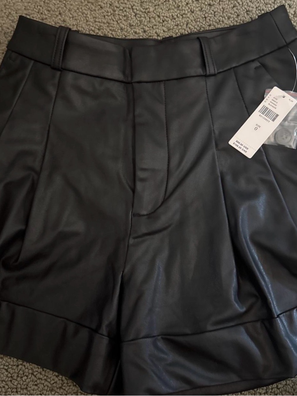 Anthropologie Black Faux Leather High-Rise Shorts